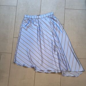 Express Asymmetrical Skirt in Light Blue and White Stripes